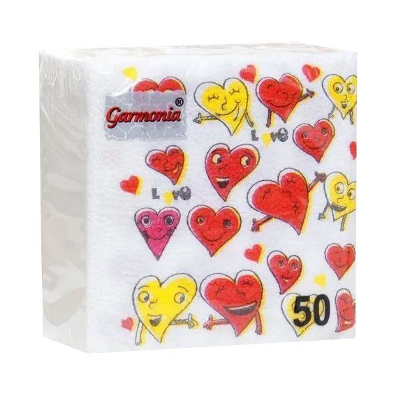 салфетки 25х25  Сердечки/50