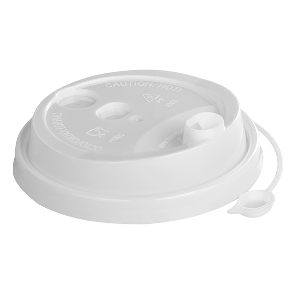 крышка д/стакана 300,400мл d=90мм белая с питейником ПП Перинт *