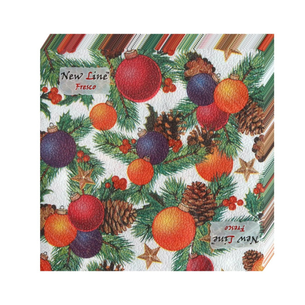 НГ салфетки 2-сл 33х33 Шишки-шарики/20