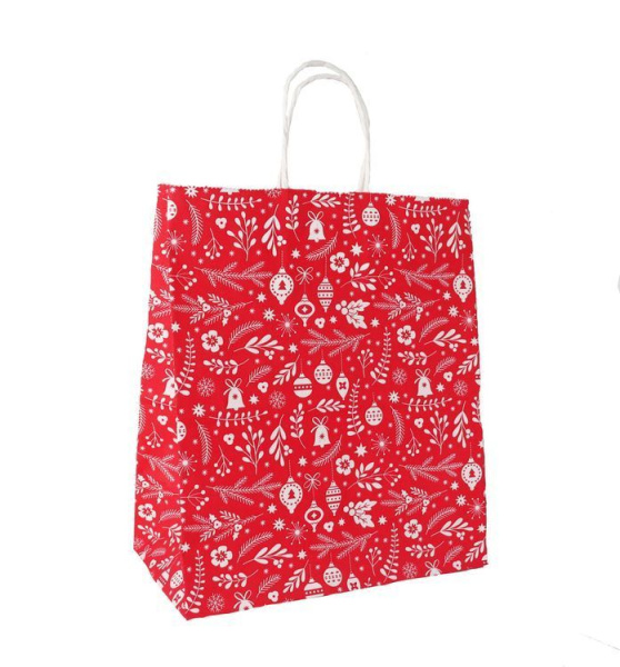 сумка бум. крафт 25х22х12 с круч. ручками НОВЫЙ ГОД