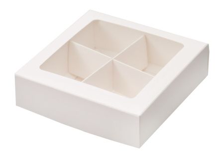 коробка бум. 120х120х30 белая прозрачное окно/разделители