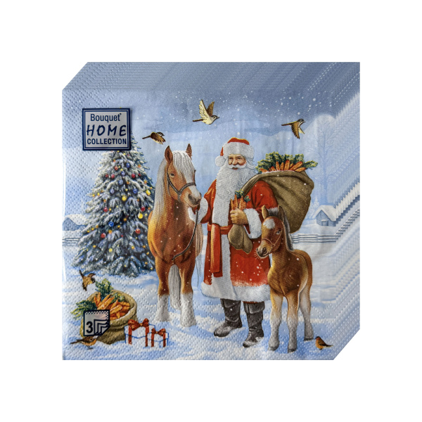 НГ салфетки 3-сл 33х33 Дед Мороз с друзьями  /20