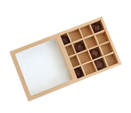 коробка бум. 175х175х40 для 16 конфет крафт