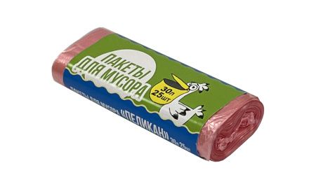 пакеты д/мусора 30л 25шт "Пеликан" 2А розовые Нов