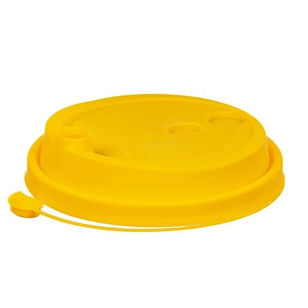 крышка д/стакана 250мл d=80мм желтая с питейником ПП *