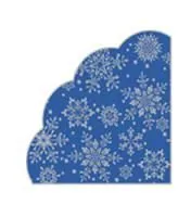 НГ салфетки круглые 3-сл d-32 Rondo Серебряные снежинки на синем /12